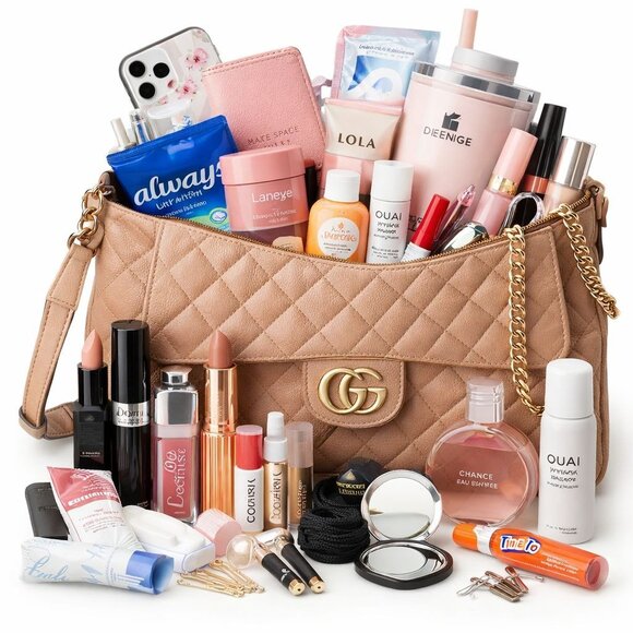 Stuffed Purse Survival Kit – Beauty, Hygiene & Everyday Essentials Bag - Picture 2 of 3